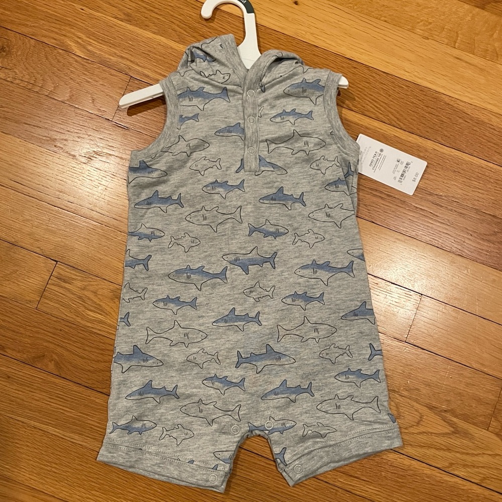 NWT Just One You Carters Sleeveless Shark Romper 18m